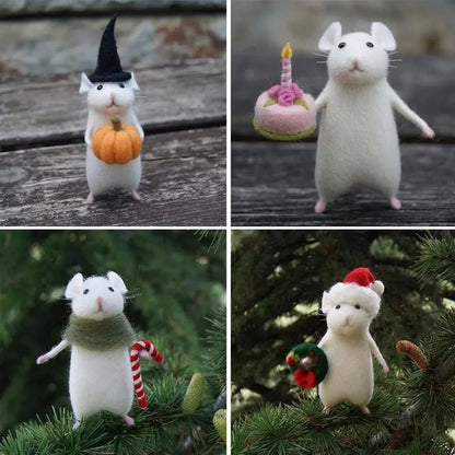 Felted Mini Mice Ornaments